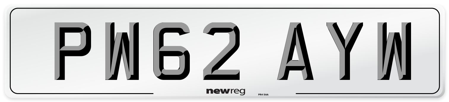 PW62 AYW Number Plate from New Reg